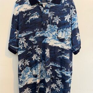 Polo Ralph Lauren Men's XLT Blue Hawaiian print short sleeve
